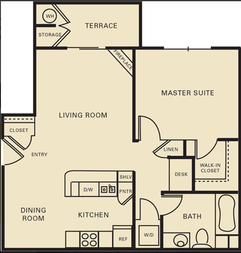 1 bed 1 bath 759 square feet floor plan The Dartmouth